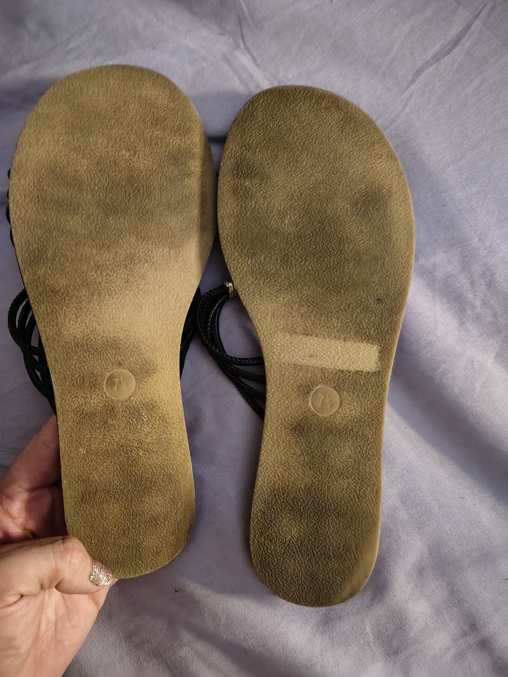 Black Womens Slide Sandals with Metallic Accent From Universal Threads For Sale - Picture 5 of 5